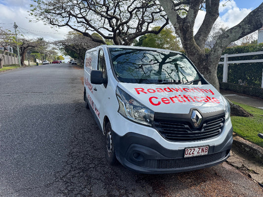 Ausmec mobile mechanic performing a car safety certificate inspection at a customer's home in Albion for a Mobile RWC.